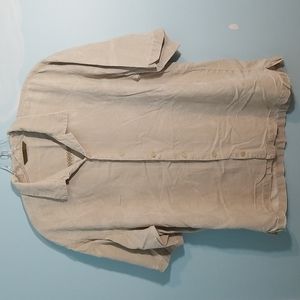 Tommy Bahama mens Hawaiian button up shirt sleeve shirt beige, 100% silk XL